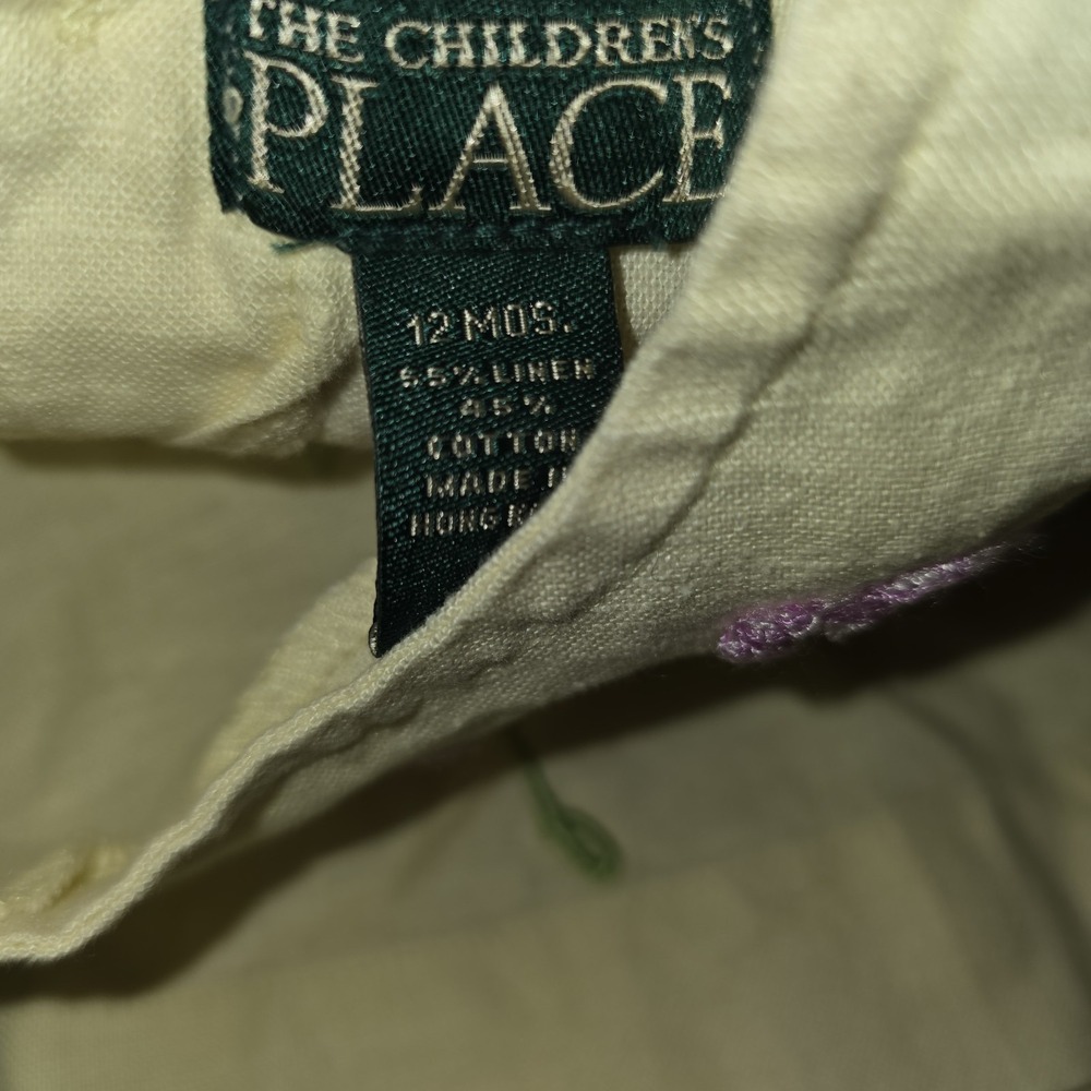 The Children's Place Vintage Yellow Linen Embroidered Pc Outfit Size 12 Months - Picture 7 of 13